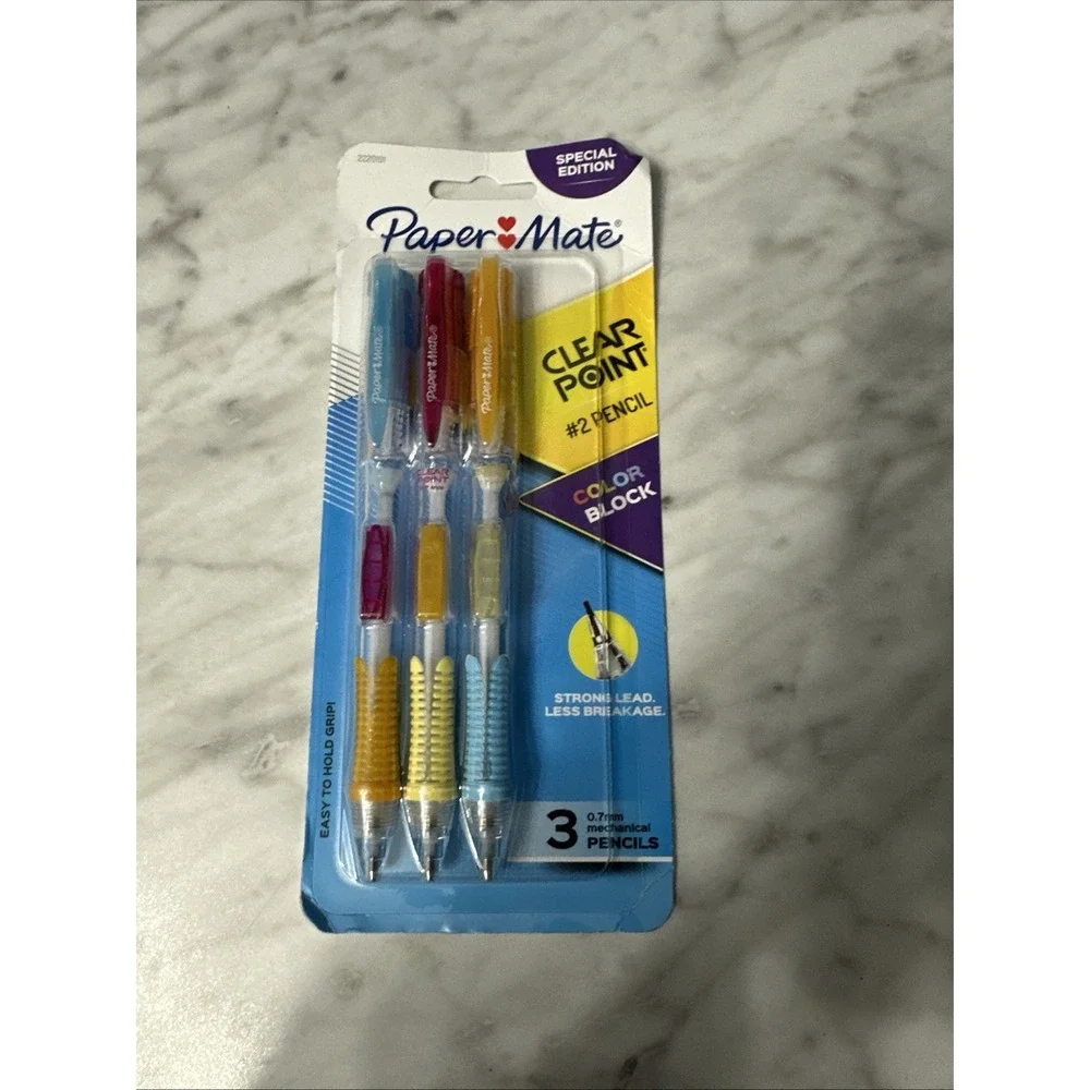 Paper Mate Clear‎ Point Mechanical Pencils, 0.7mm, Assorted, 3-pack
